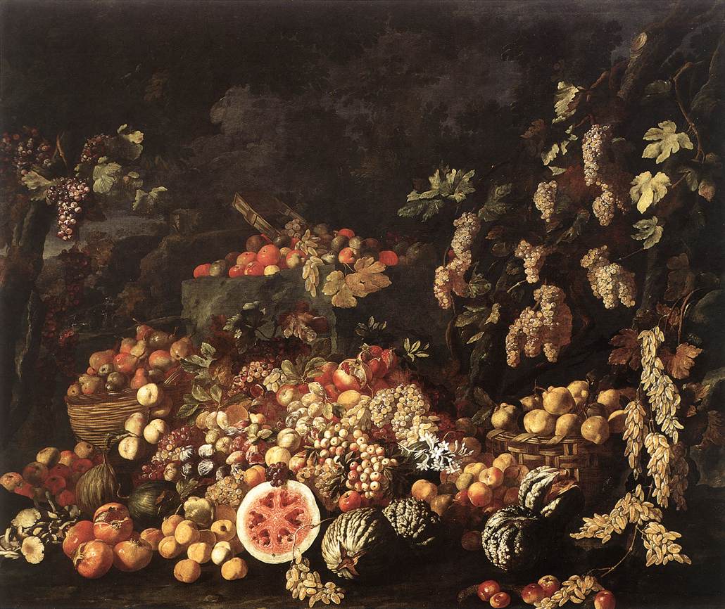 Nature morte de fruits et de fleurs