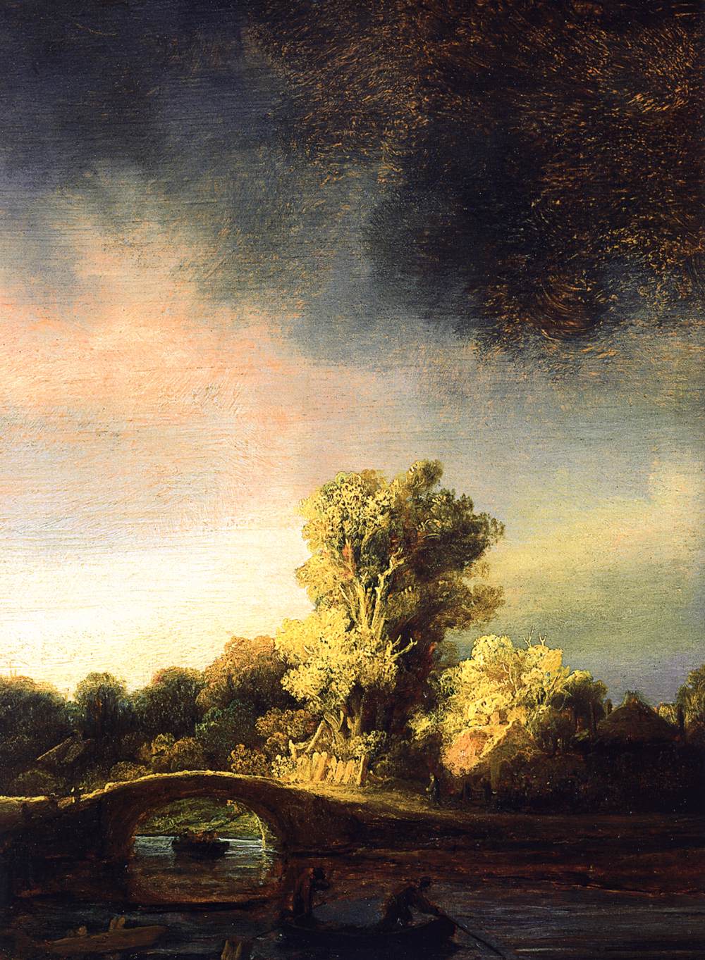 paysage avec un pont de pierre (détail)
