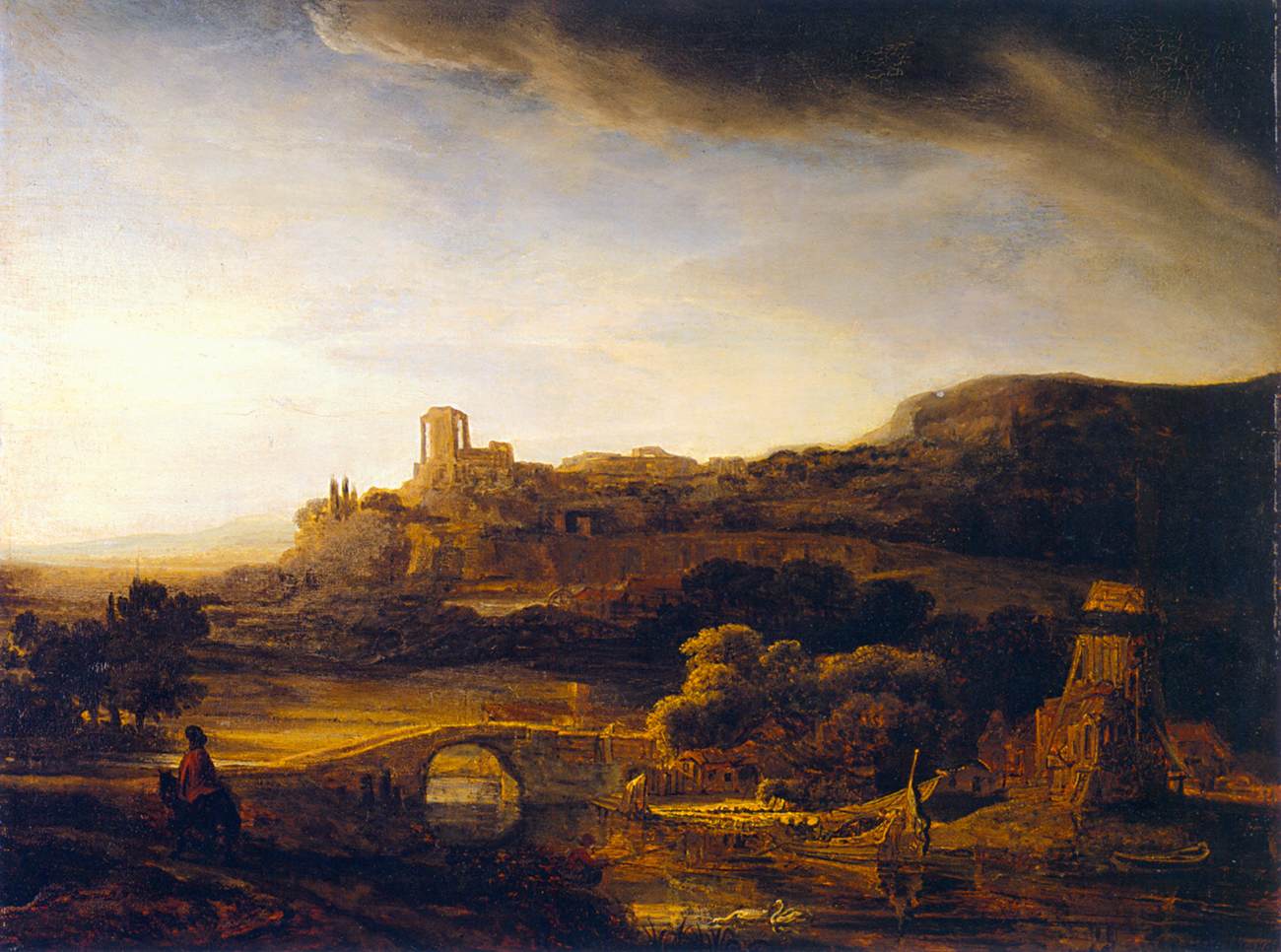 Vallée fluviale avec ruines