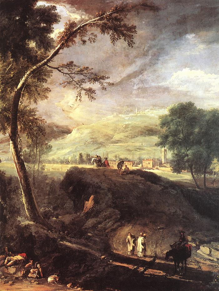 paysage avec rivière et personnages (détail)