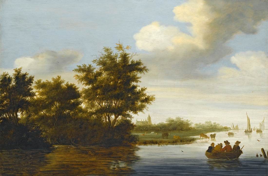 Paysage fluvial avec une fortification médiévale
