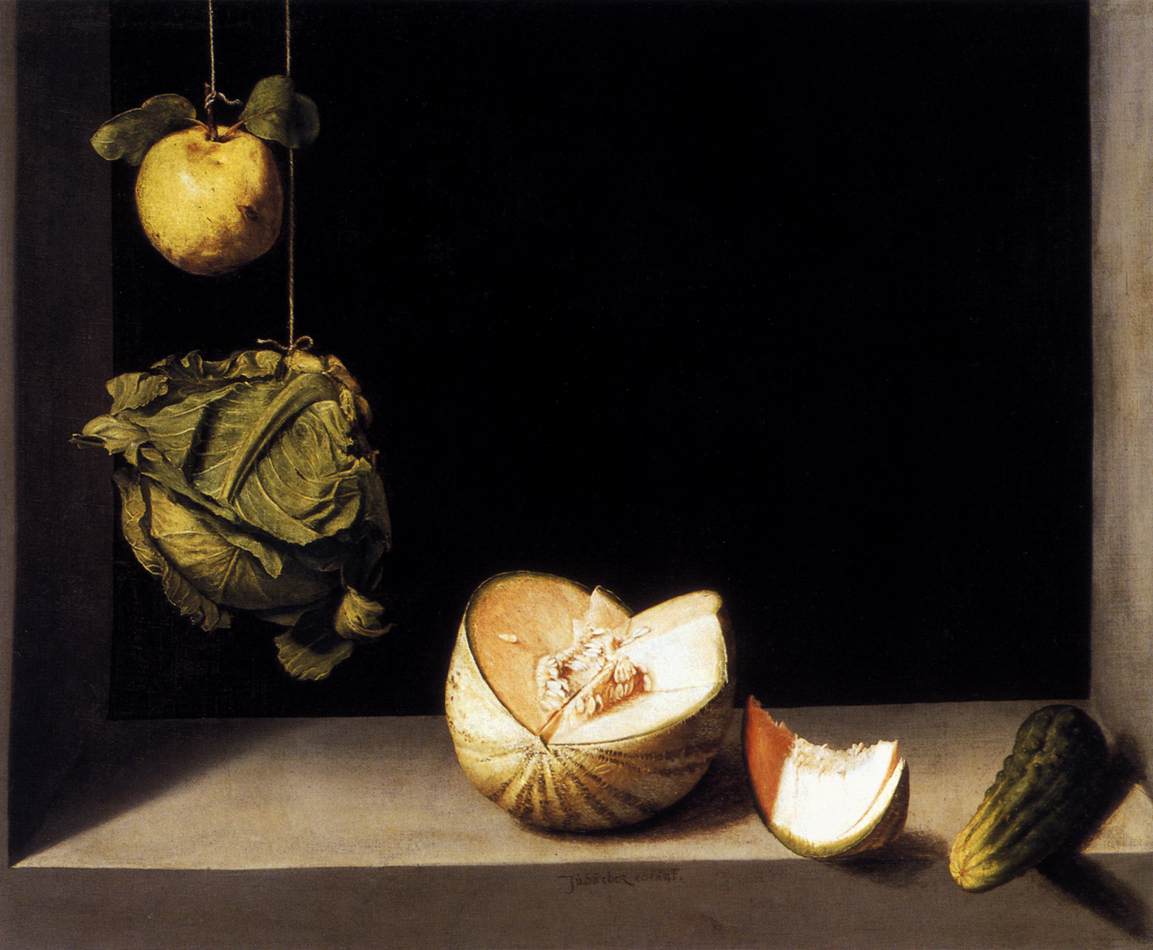 Nature morte avec coing, chou, melon et concombre