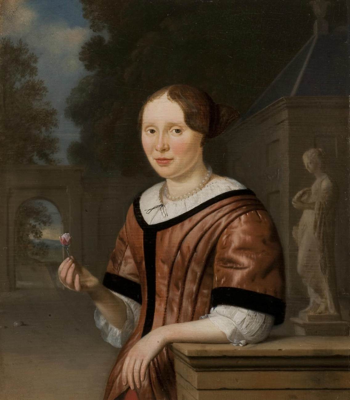 Portrait d'une dame tenant une rose