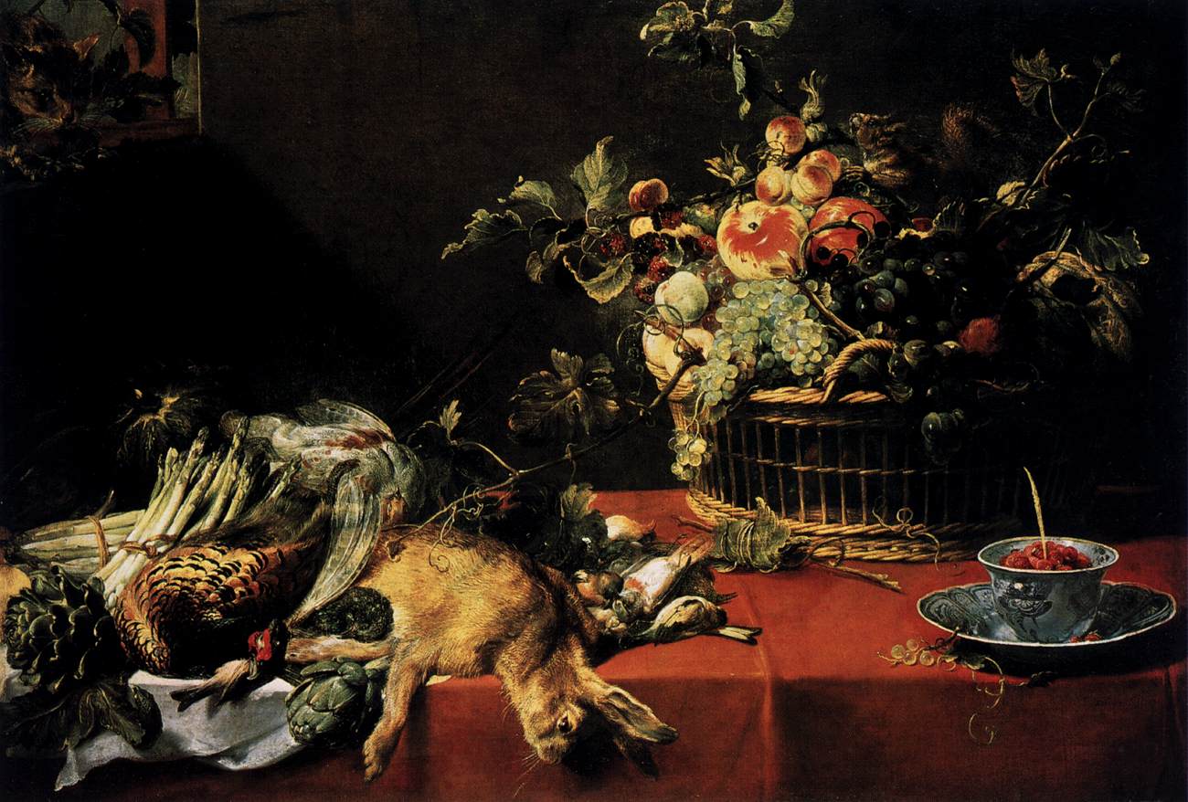 Nature morte avec une corbeille de fruits et du gibier