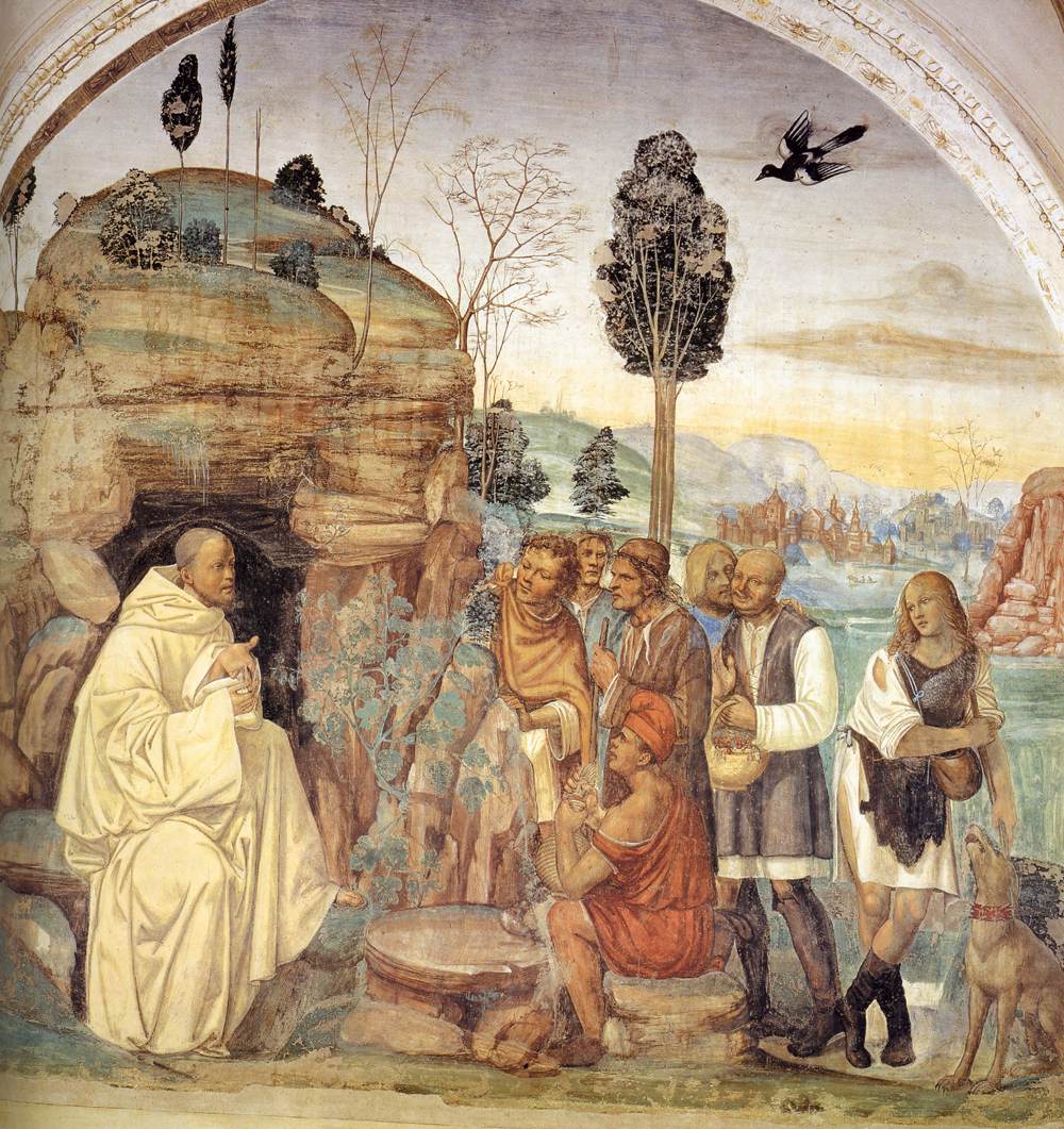 Vie de saint Benoît scène 7 : Benoît instruit les paysans