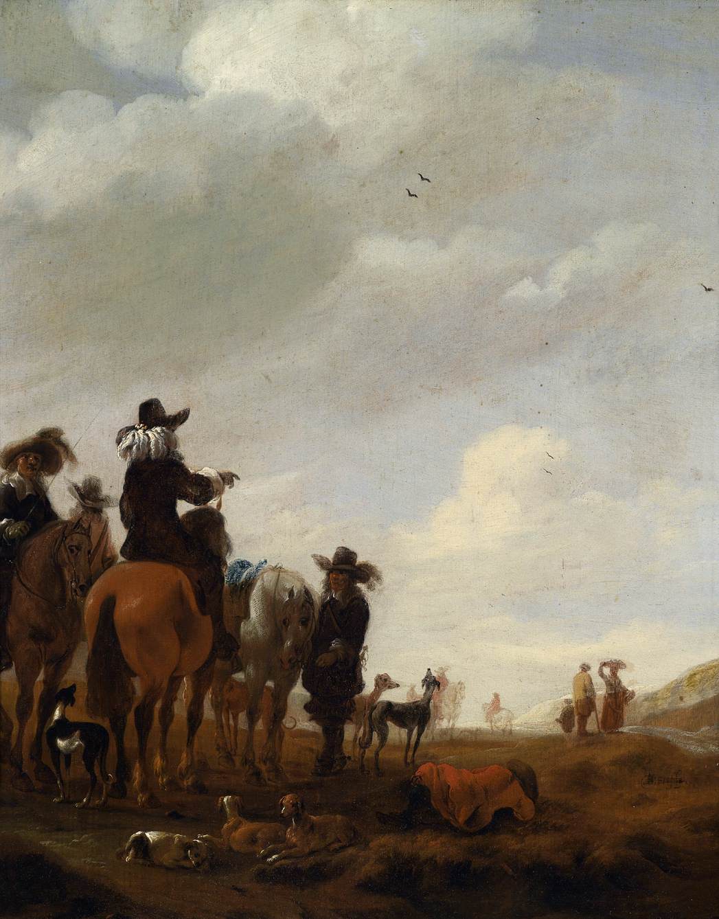 Groupe de chasseurs au repos