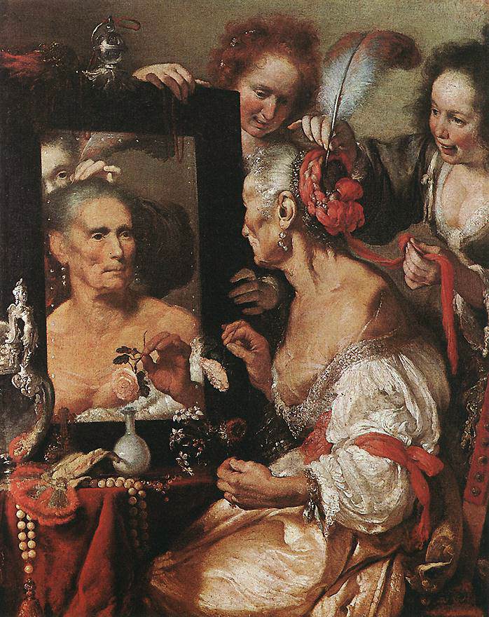 Vieille femme devant le miroir