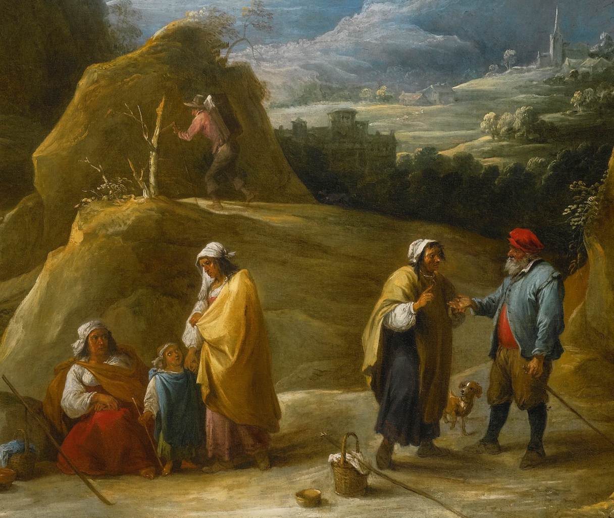 Paysage montagneux avec une bohémienne diseuse de bonne aventure (détail)