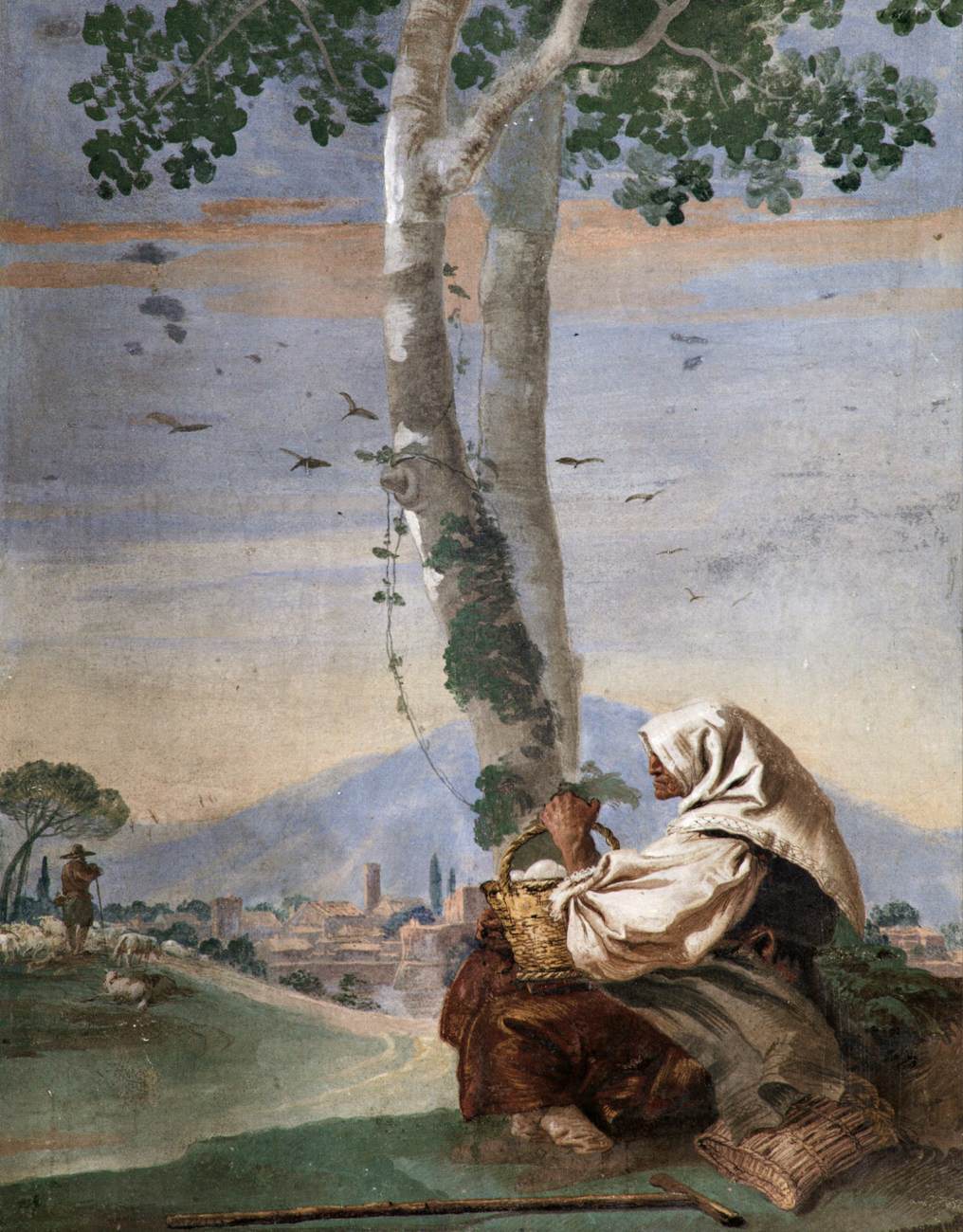 Paysanne avec un panier d'œufs