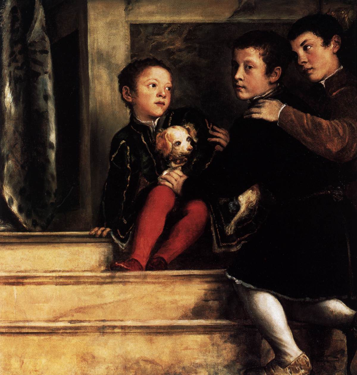 La famille Vendramin vénérant une relique de la vraie croix (détail)