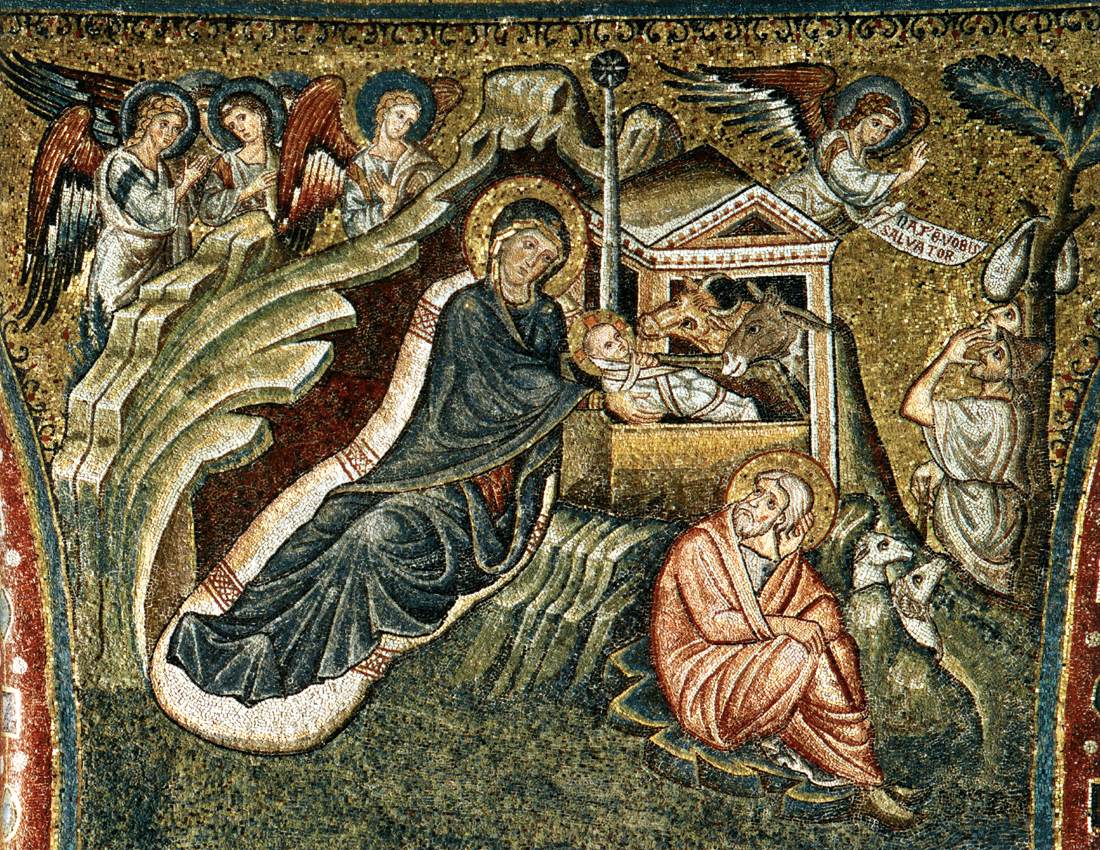Mosaïque de l'abside, niveau des fenêtres : 2. La Nativité