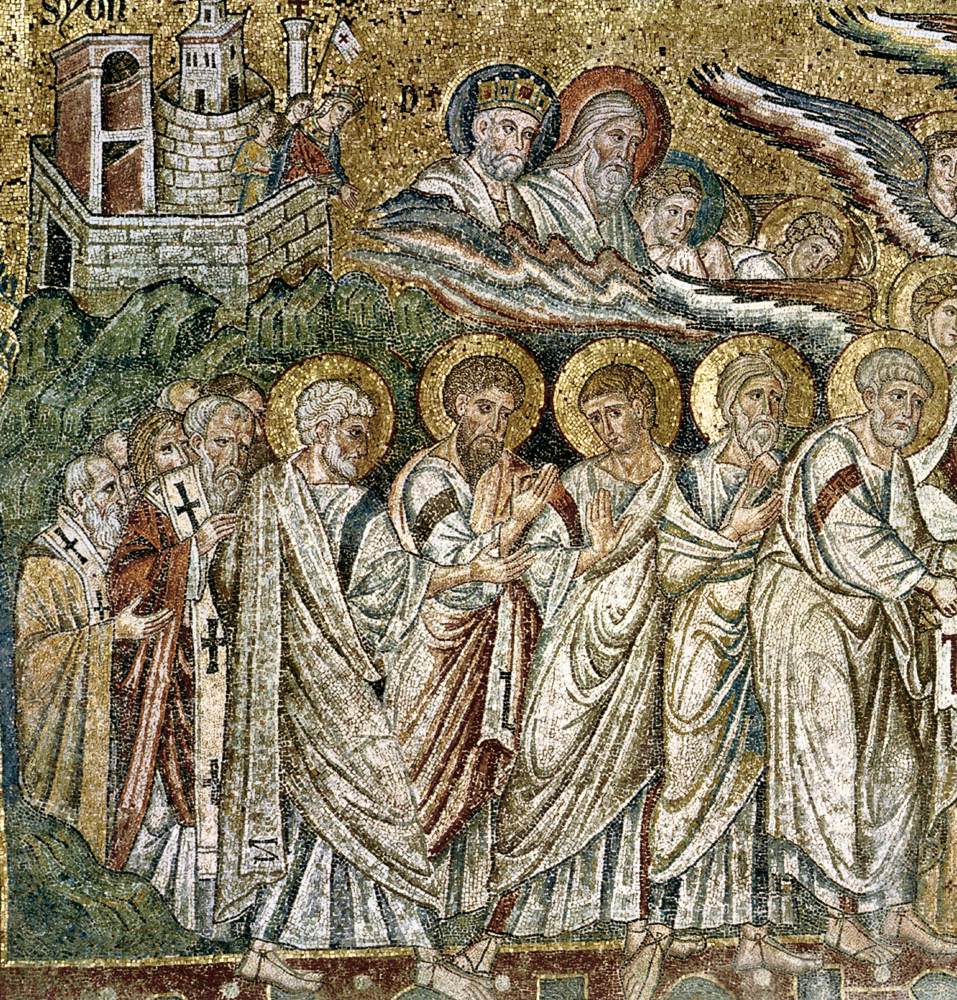 Mosaïque de l'abside, niveau des fenêtres : La Dormition (détail)