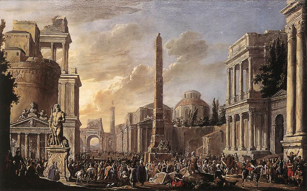 Forum antique avec une procession triomphale