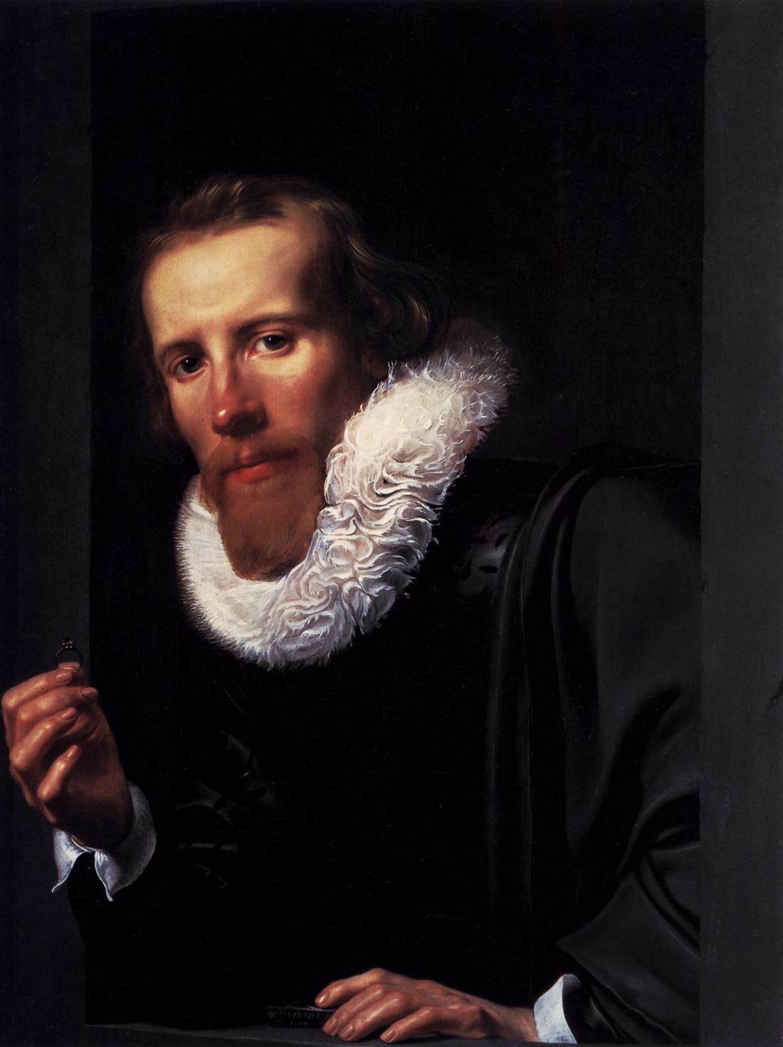 Portrait d'un homme avec anneau et pierre de touche