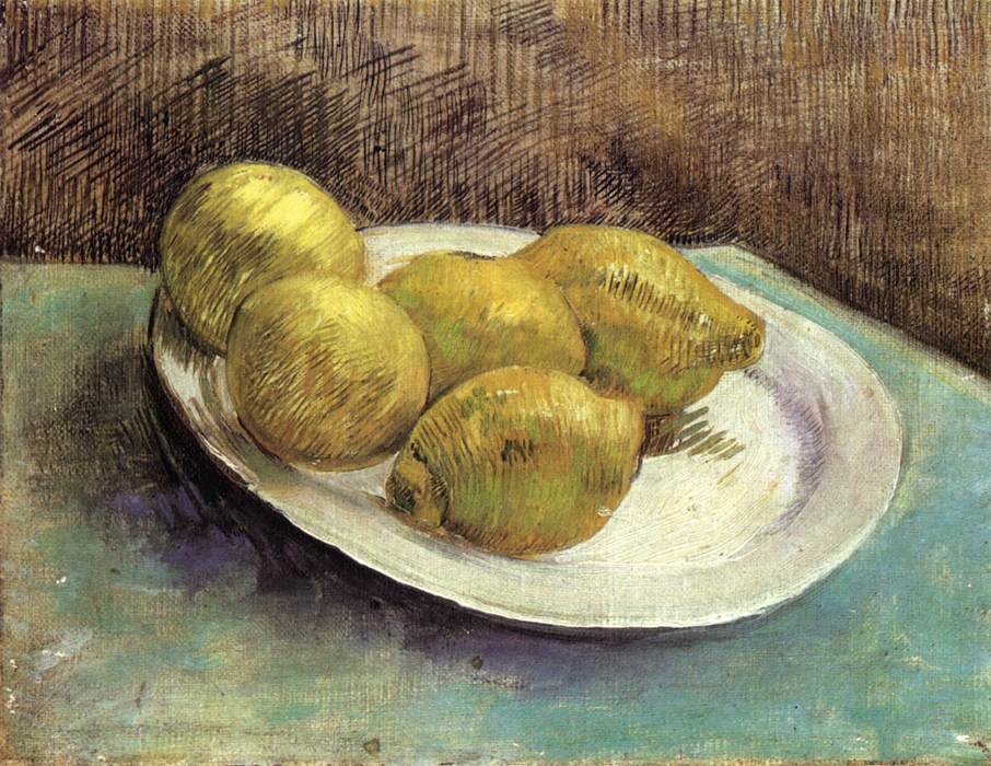 Nature morte aux citrons sur une assiette