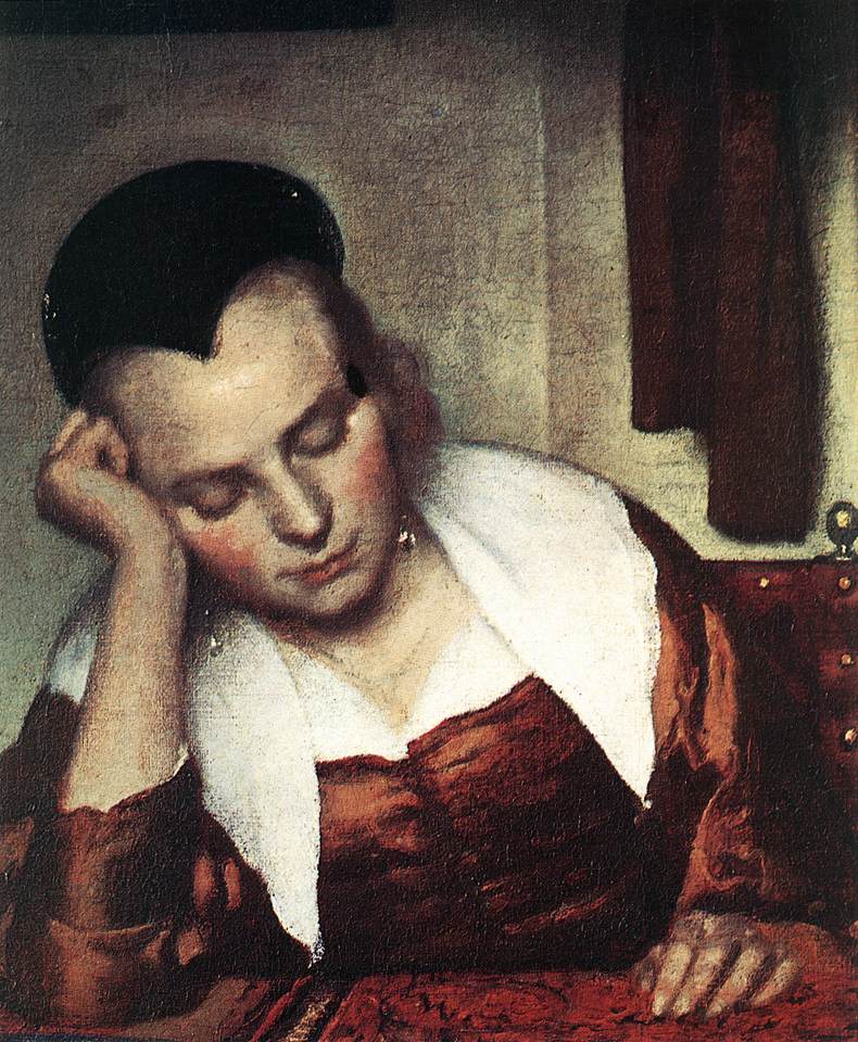 Une femme endormie à table (détail)