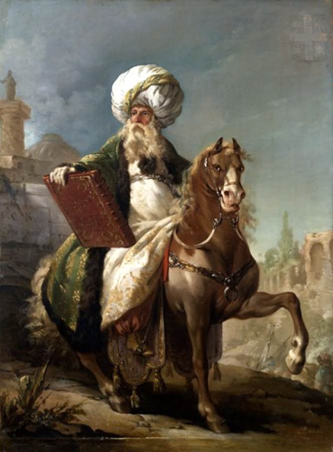 Portrait de l'architecte Barthélemy Michel Hazan à cheval en civil