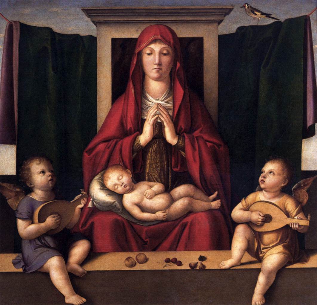 Vierge adorant l'Enfant endormi