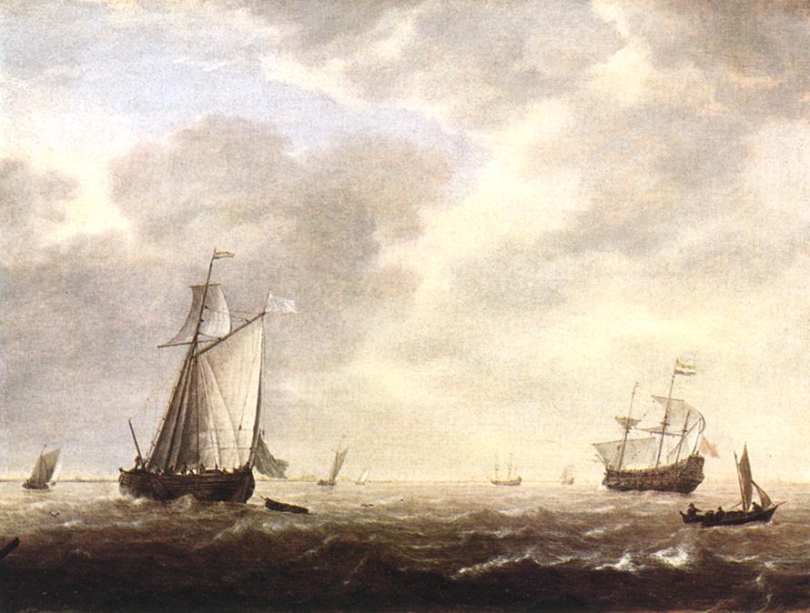Un vaisseau de guerre hollandais et divers bâtiments dans la brise