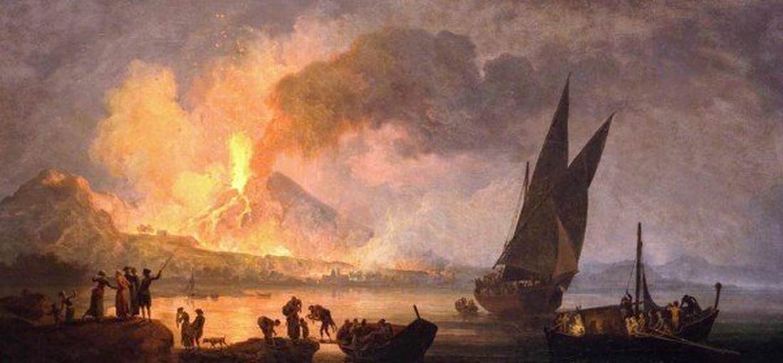 L'éruption du Vésuve la nuit