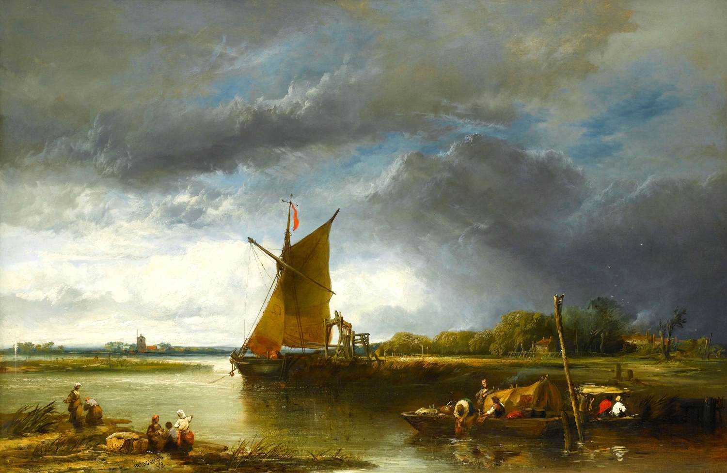 Une péniche dans un paysage du Norfolk