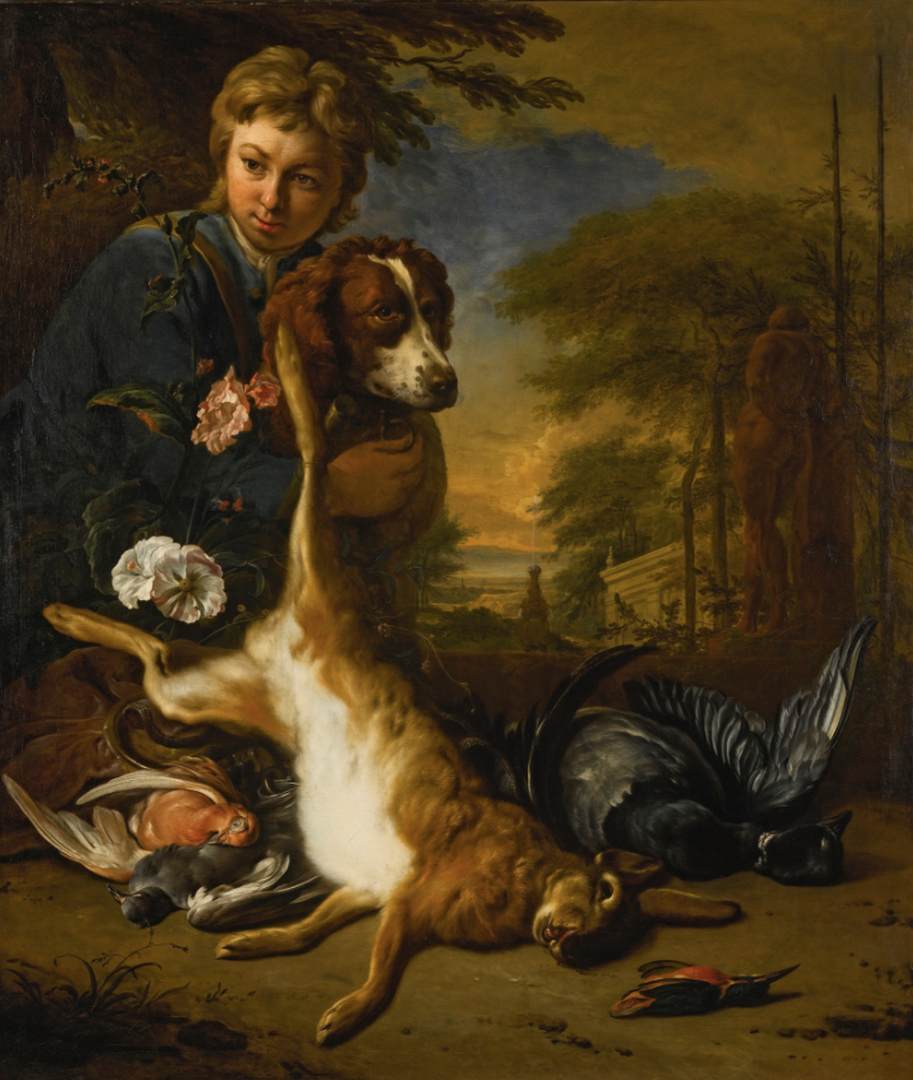 Un garçon et un chien dans un paysage