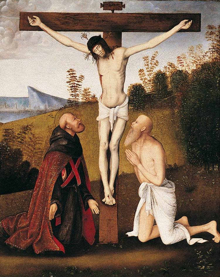 Le Christ en croix avec saint Jérôme et un saint augustinien